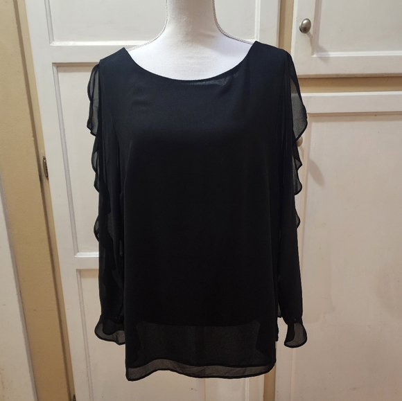Roz & Ali Tops - ROZ & ALI Women's Ruffled Long-sleeved Tunic